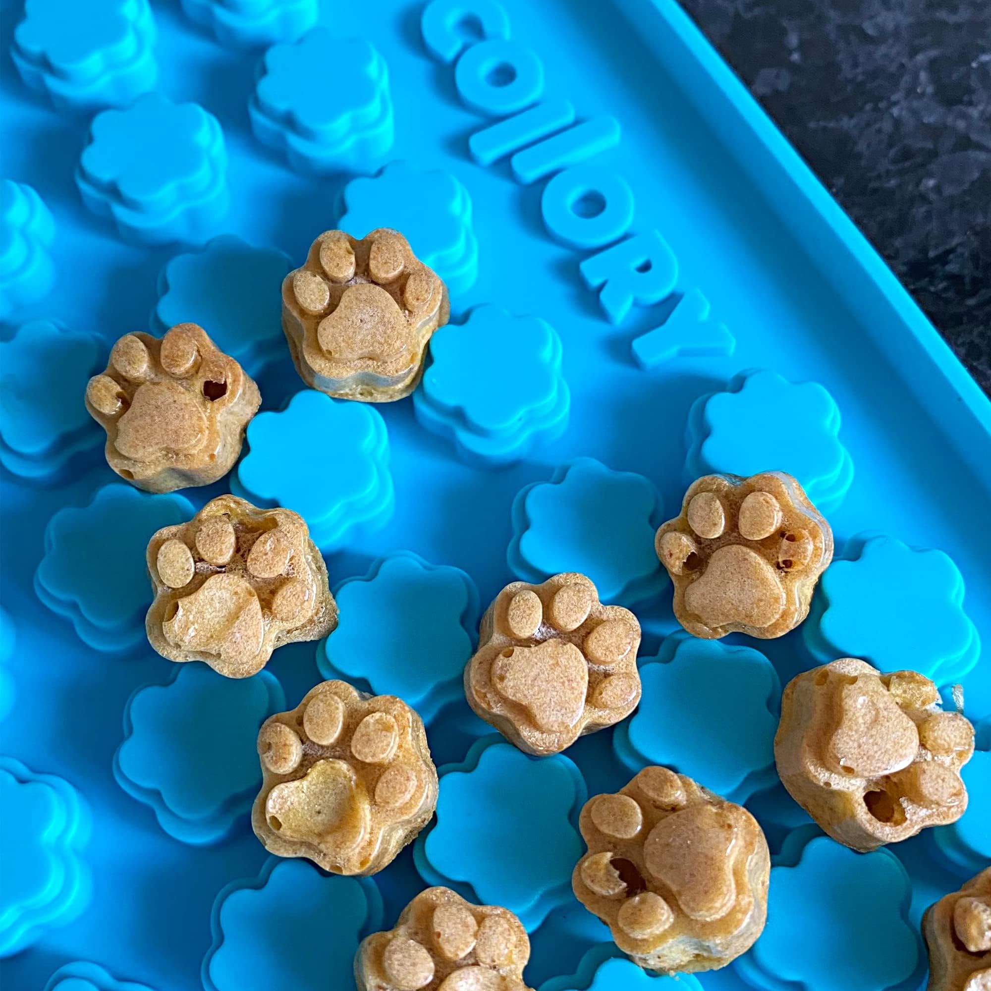 Collory Bakmat hondenkoekjes voor MINI (1,5 cm) hartvorm, lekkernijen, siliconen bakvorm, bonbonvorm, chocoladevorm, hittebestendig, geschikt voor levensmiddelen en BPA-vrij