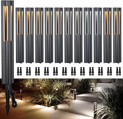 LEONLITE Paquete de 12 luces de camino de bajo voltaje 5CCT, actualización 1800K2700K3000K4000K5000K seleccionables, 3W LED luces de camino de