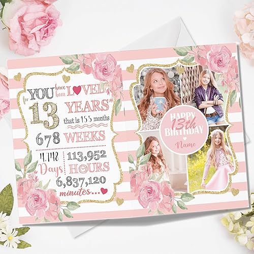Tarjeta de cumpleaños personalizada con imagen, fotos personalizadas, tarjeta de feliz cumpleaños para mujeres, hombres, niños, texto interior