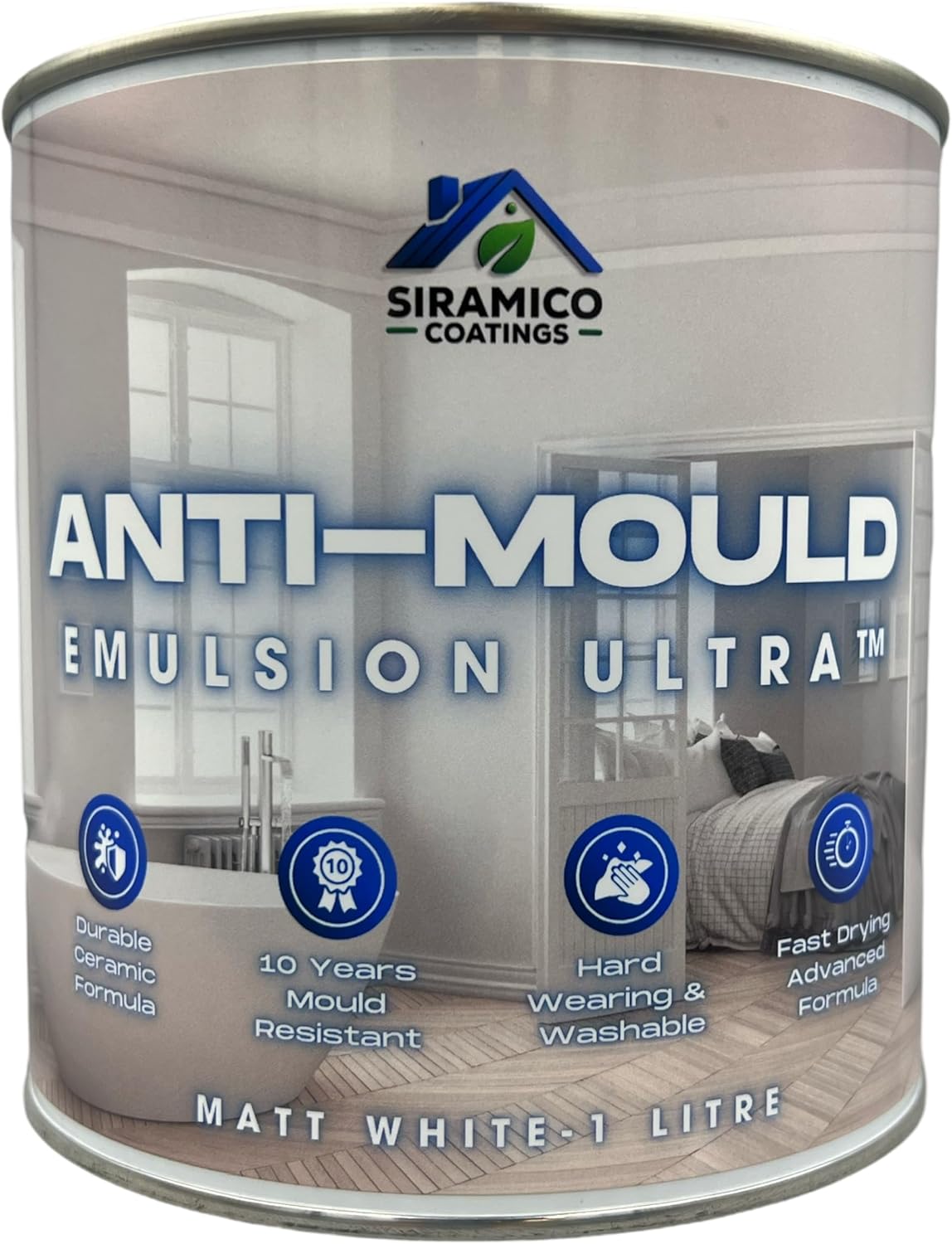 SIRAMICO COATINGS Anti-Mould Emulsion Ultra™ White Paint | 1 Litre 10 ...