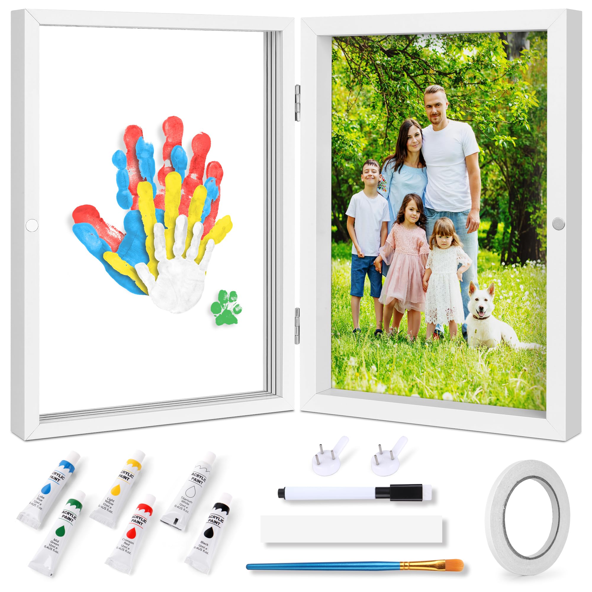 Crenze Family Handprint Kit, DIY Craft Keepsake Photo Frame, Hand Print Ornament Kits, Family Gifts for New Parents & Mom & Baby, Grandparents, Couples, Father's Day, Mother's Day, Anniversary