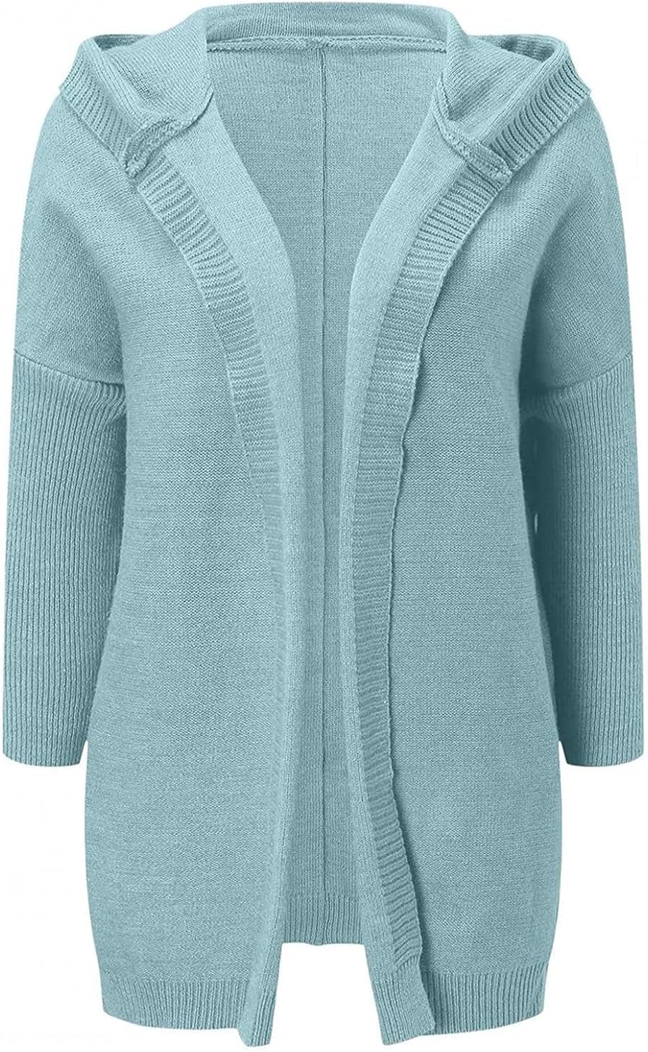 Knitted Hooded Sweater for Womens Casual Open Front Cardigan Winter Sweater Batwing Sleeve Long Sweater Coats - Image 3