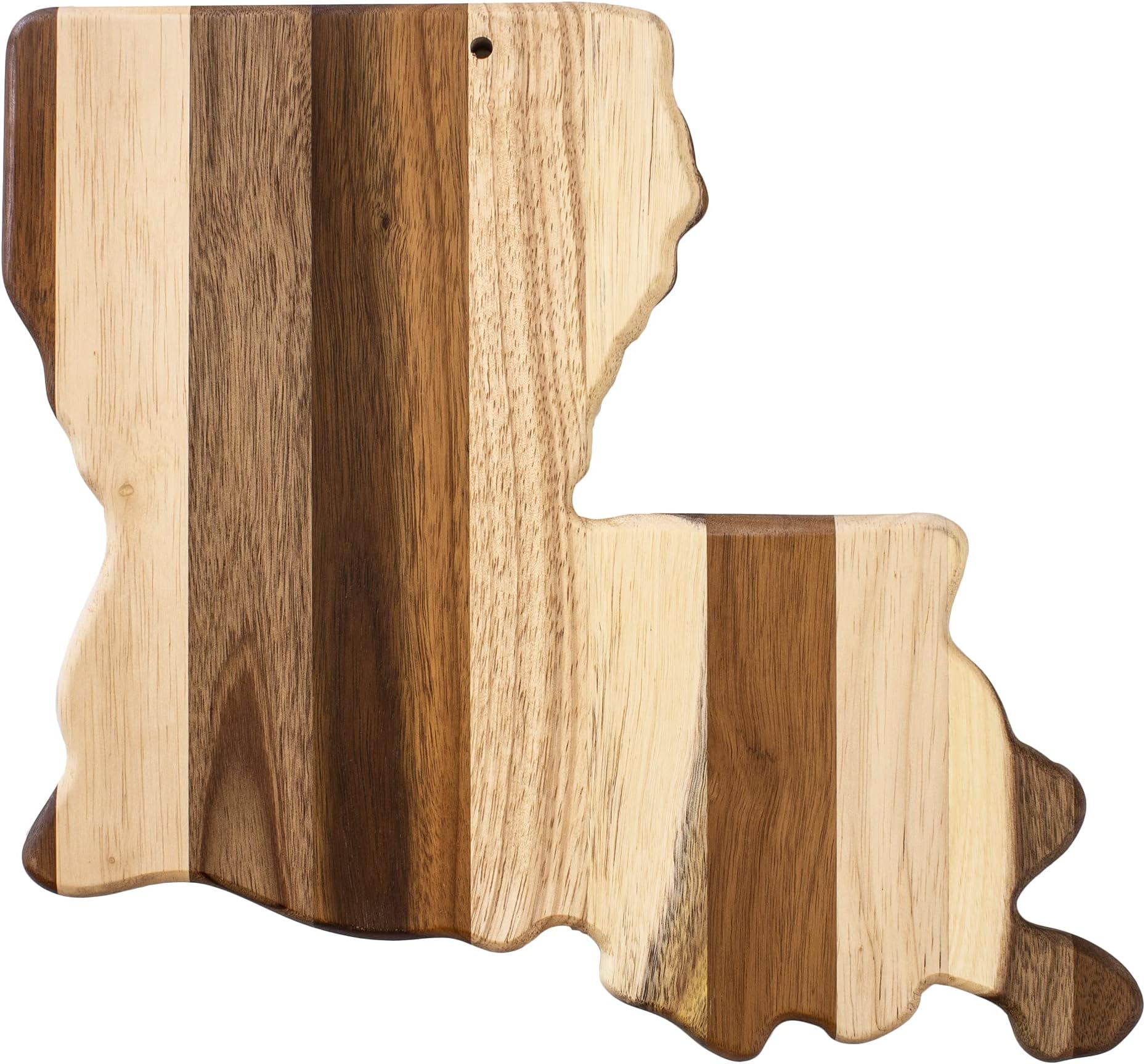Totally Bamboo Rock & Branch Shiplap Series Louisiana State Shaped Wood Cutting Board and Charcuterie Serving Platter, Includes Hang Tie for Wall Display