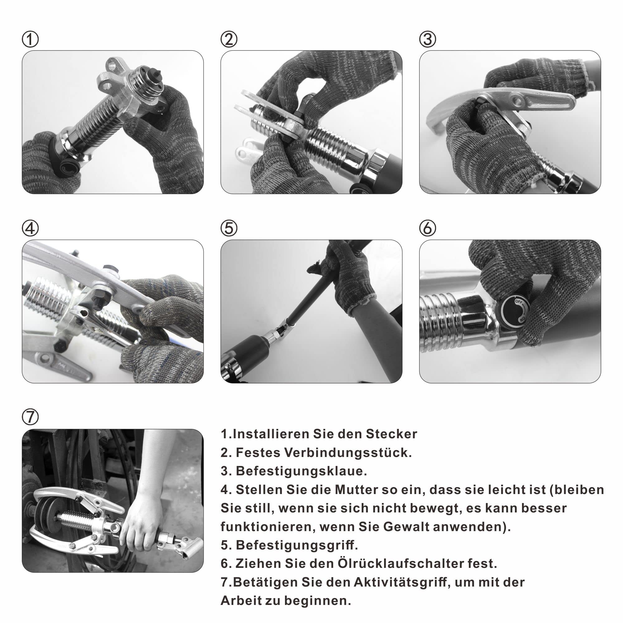 AMZCNC - Estrattore idraulico integrale 5T, kit per estrattore a trazione idraulica, adatto per mozzi/flange/pignoni/cuscinetti (5 tonnellate di forza di trazione)
