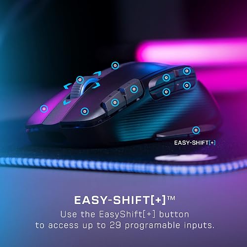Turtle Beach Kone XP Air - Mouse da gioco wireless RGB ergonomico personalizzabile, sensore ottico a 19K DPI, 100 ore di batteria e base di ricarica - Nero - 3