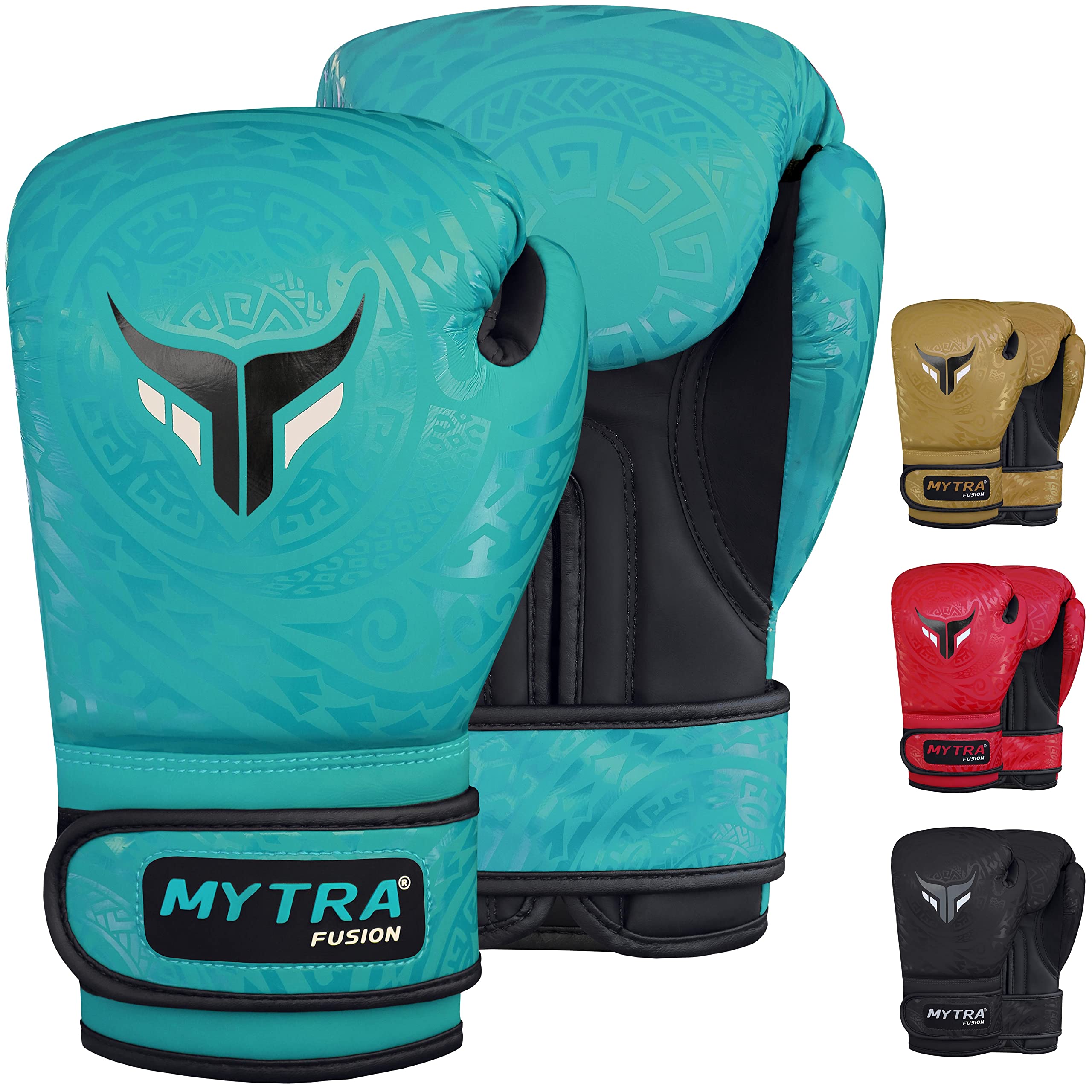 Mytra Fusion Kids Boxing Gloves for Training, Kickboxing, Punch Bag, Muay Thai, MMA, Sparring and Fighting, Perfect for Youth Boys & Girls (Turquoise, 4-OZ)