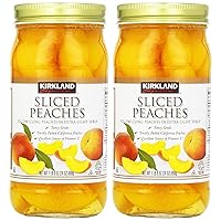 Vista 1 de Kirkland Signature Sliced Peaches, tarro de vidrio de 24 onzas (paquete de 2, total de 48 onzas)