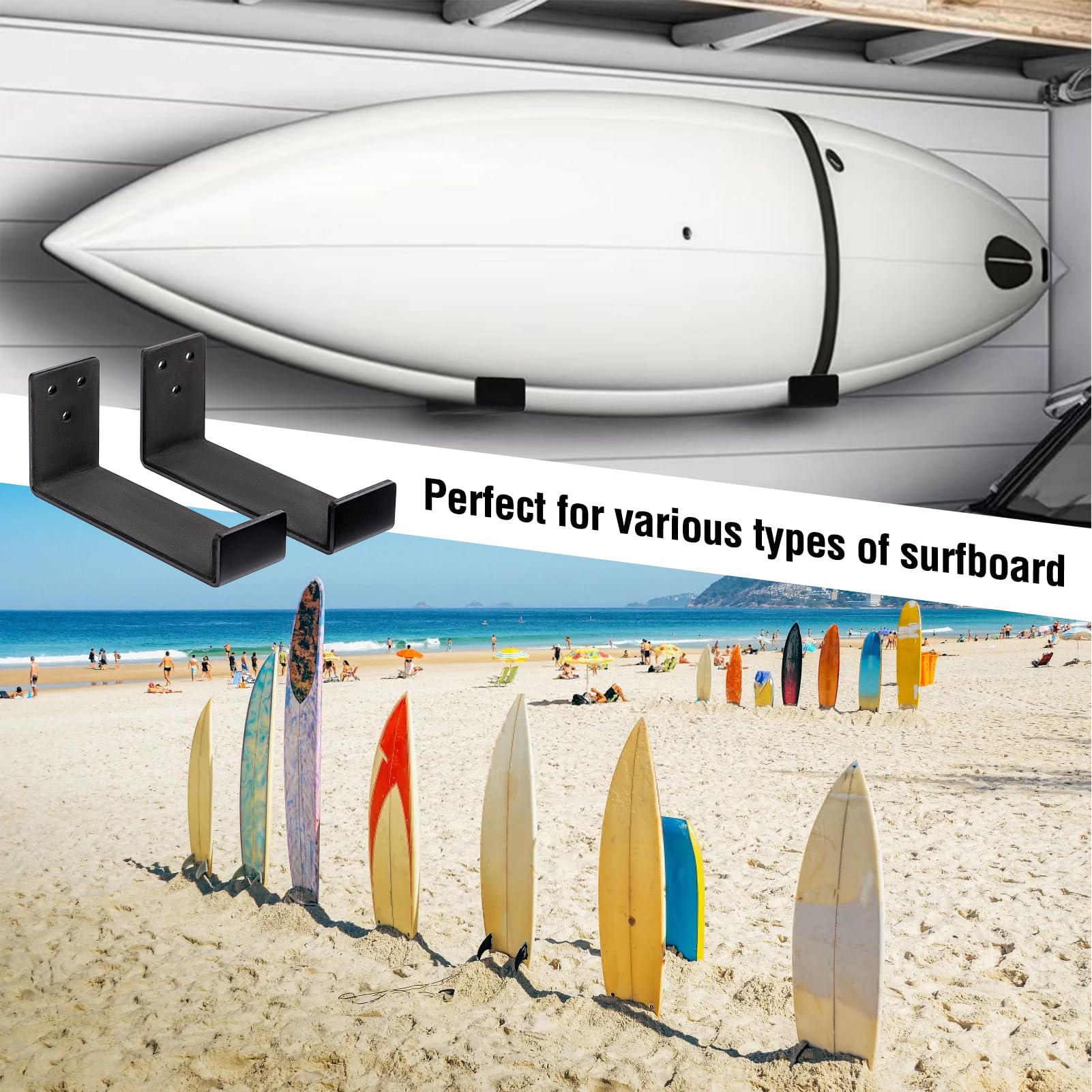 Surfbretthalter zur Wandmontage, Wand-Mount Surfboard Rack Aluminium Legierung Surfboard Display Halterung für Surfbrett Kurze Board Lange Board
