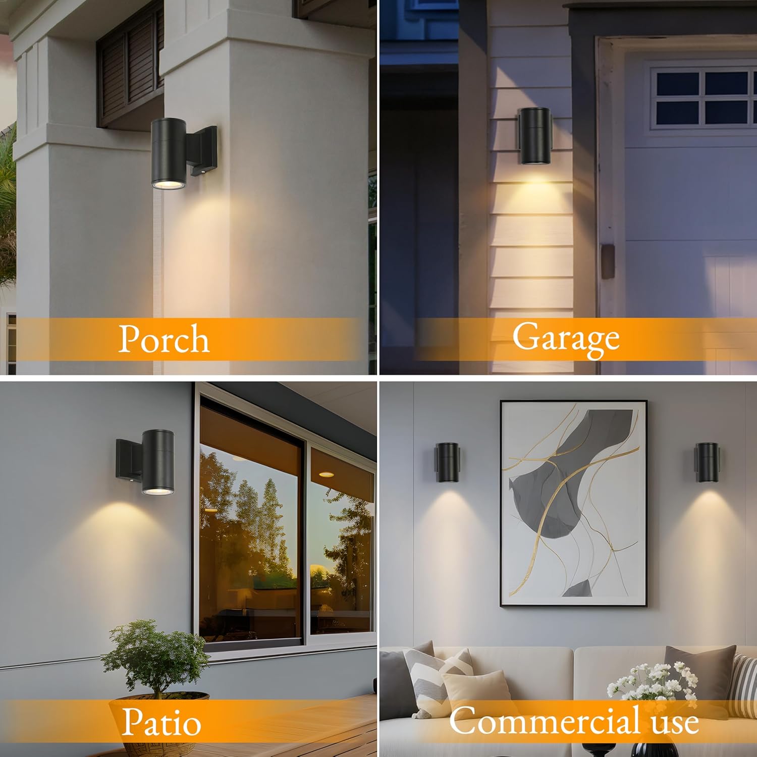 KSANA Outdoor Wall Light, Modern Black Cylinder Wall Sconce with Glass Cover, Farmhouse Water-Resistant Aluminum Exterior Downlight for Porch, Garage, Patio
