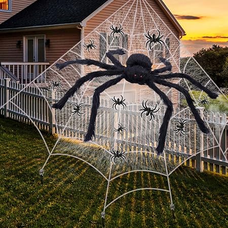 Amazon Com Jamal Halloween Spider Web Decorations 16ft Huge Triangular Spider Web With 5ft Gaint Fake Spider Super Stretch Cobweb And Small Spider For Halloween Outdoor Yard Scary Decor Patio Lawn Amazon Com Jamal Halloween Spider Web Decorations 16ft Huge Triangular Spider Web With 5ft Gaint Fake Spider Super Stretch Cobweb And Small Spider For Halloween Outdoor Yard Scary Decor Patio Lawn