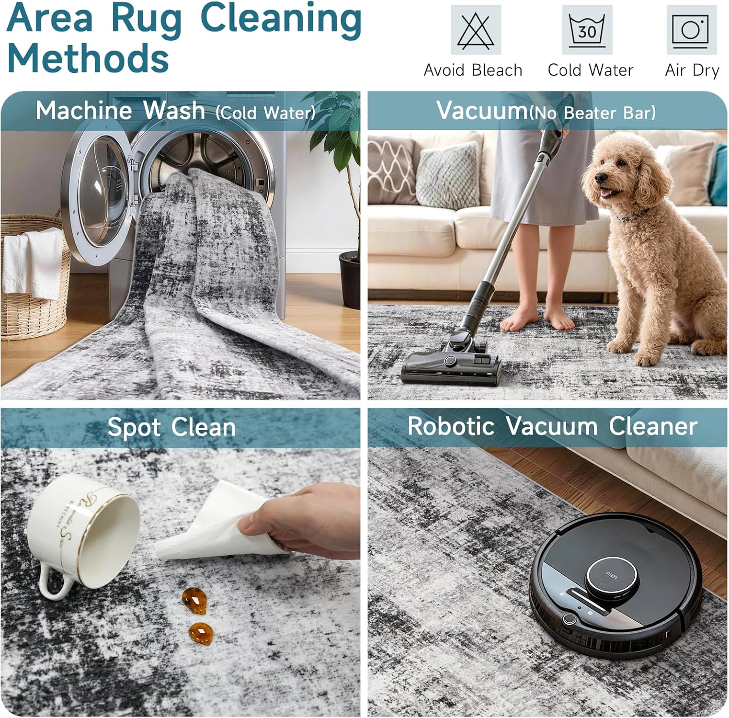 3x10 Runner Rug Non-Slip Washable: Modern Long Hallway Runner Rug Water Resistant Kitchen Floor Mat with Rubber Backing - Abstract Low Pile Wide Decorative Carpet for Bedroom Entryway（Black 3x10）