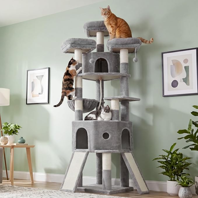 Árbol para Gatos 81.1 pulg con Condominio Diamante Gris miniatura 9