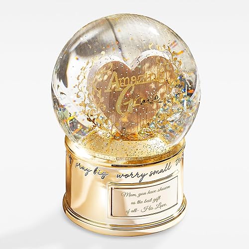 Miniatura 3 de THINGS REMEMBERED Globo de nieve musical con grabado Amazing Grace, reproduce música increíble gracia, hermoso y único regalo (personalización