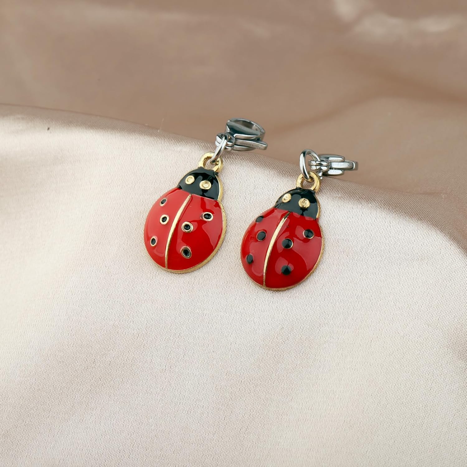FEELMEM Ladybug Charm Zipper Pull Insert Lover Gifts Ladybug Pendant Clip on Charm Set of 2 Good Luck Gift