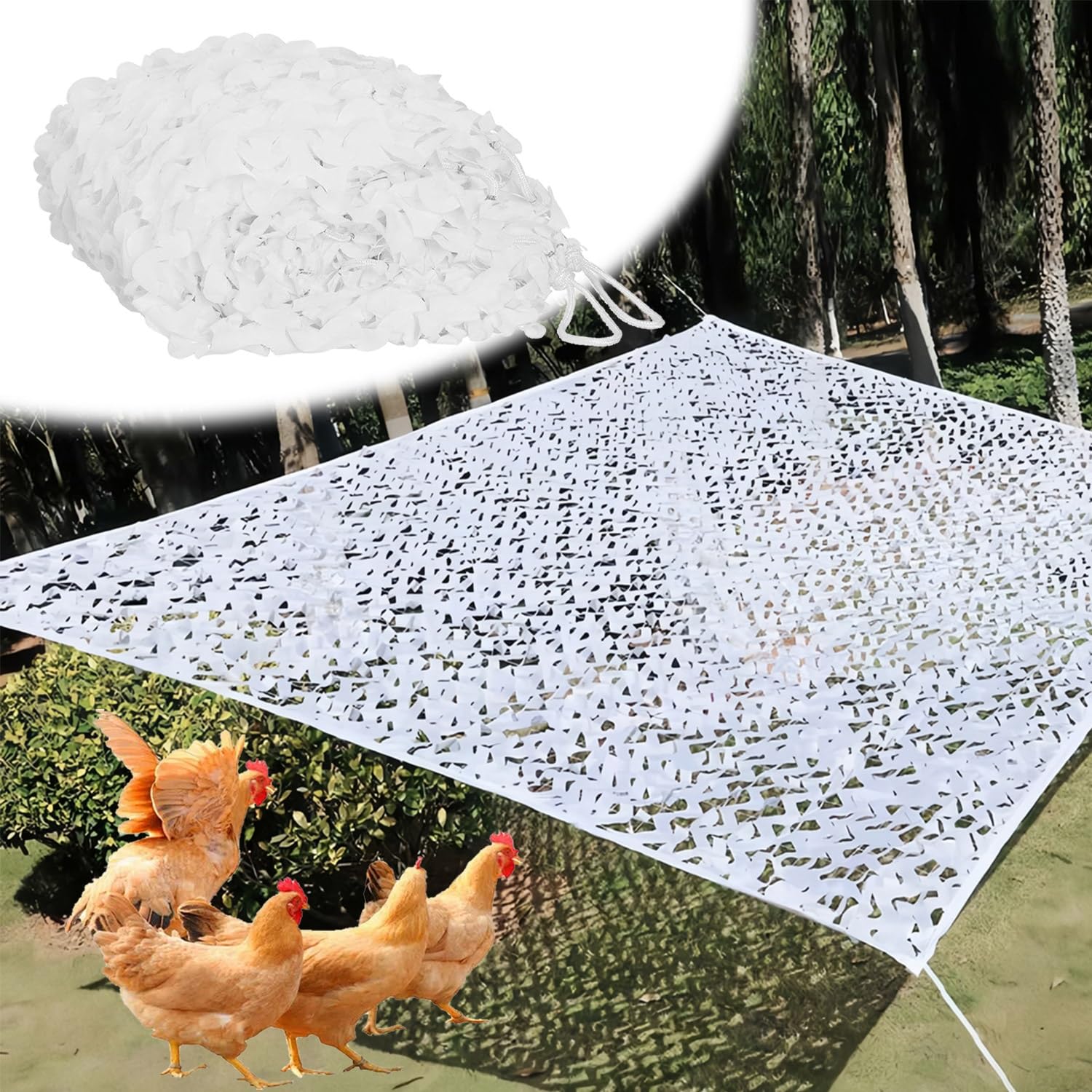 Filet De Camouflage Blanc Voile D'ombrage Camouflage Militaires Camo Netting Sun Shelter Réseau pour Chasse décoration Jardin Photo Auvents Terrasse 1.5/2/3/4/4.5/5/6/8/10m Longue(4.5x6.0m)