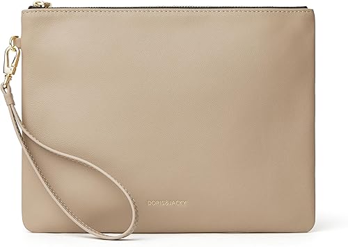 DORIS&JACKY Cartera de Mano Clutch de Cuero de Piel de Cordero para Mujeres, Bolso de Diseñador Suave y Delgado, Funda para Teléfono Celular con