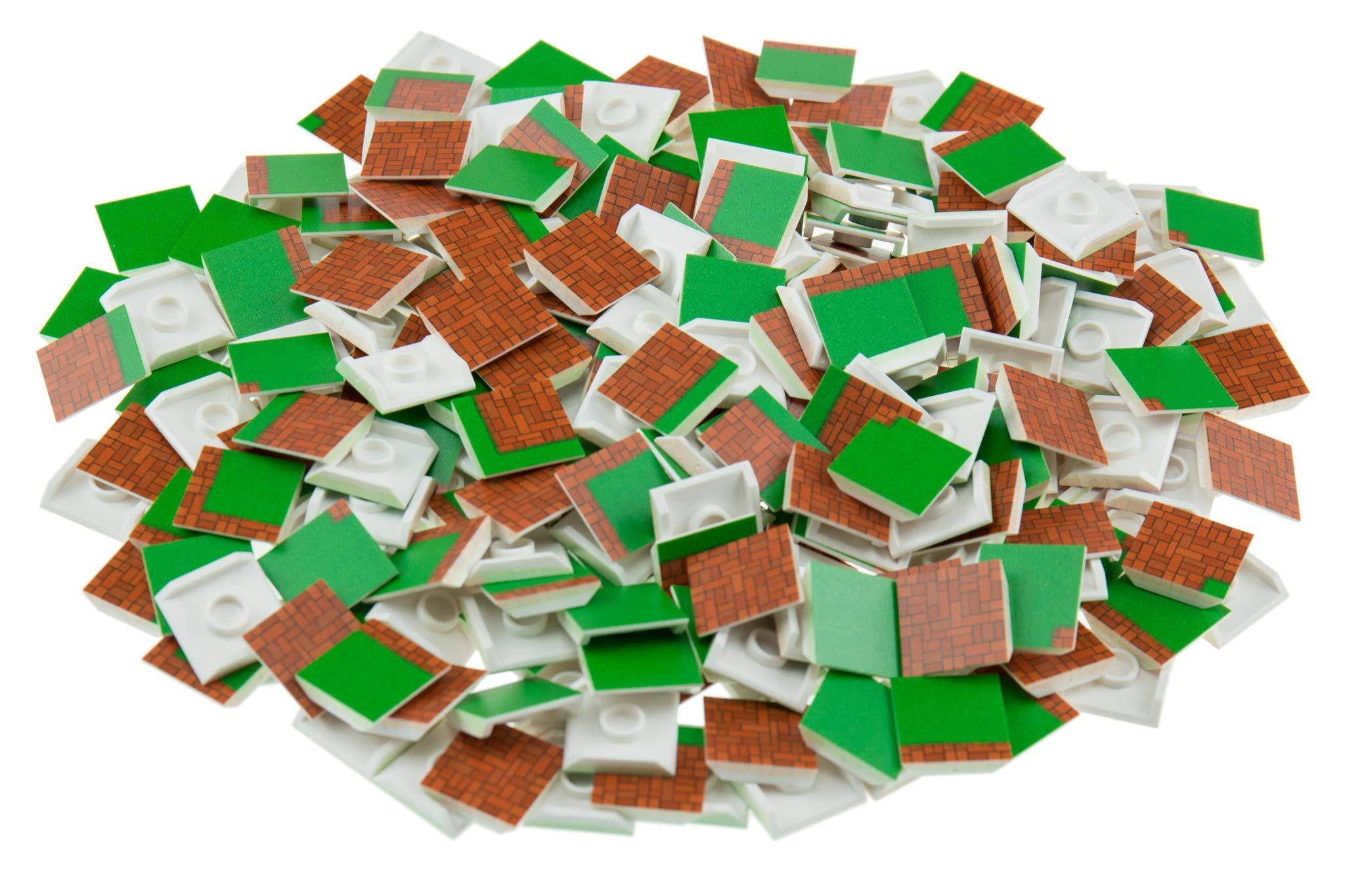 Strictly BriksBrick and Grass Building Tile Set - 100% Compatible with All Major Brick Brands - 256 2x2 Textured Tiles for Creative Play