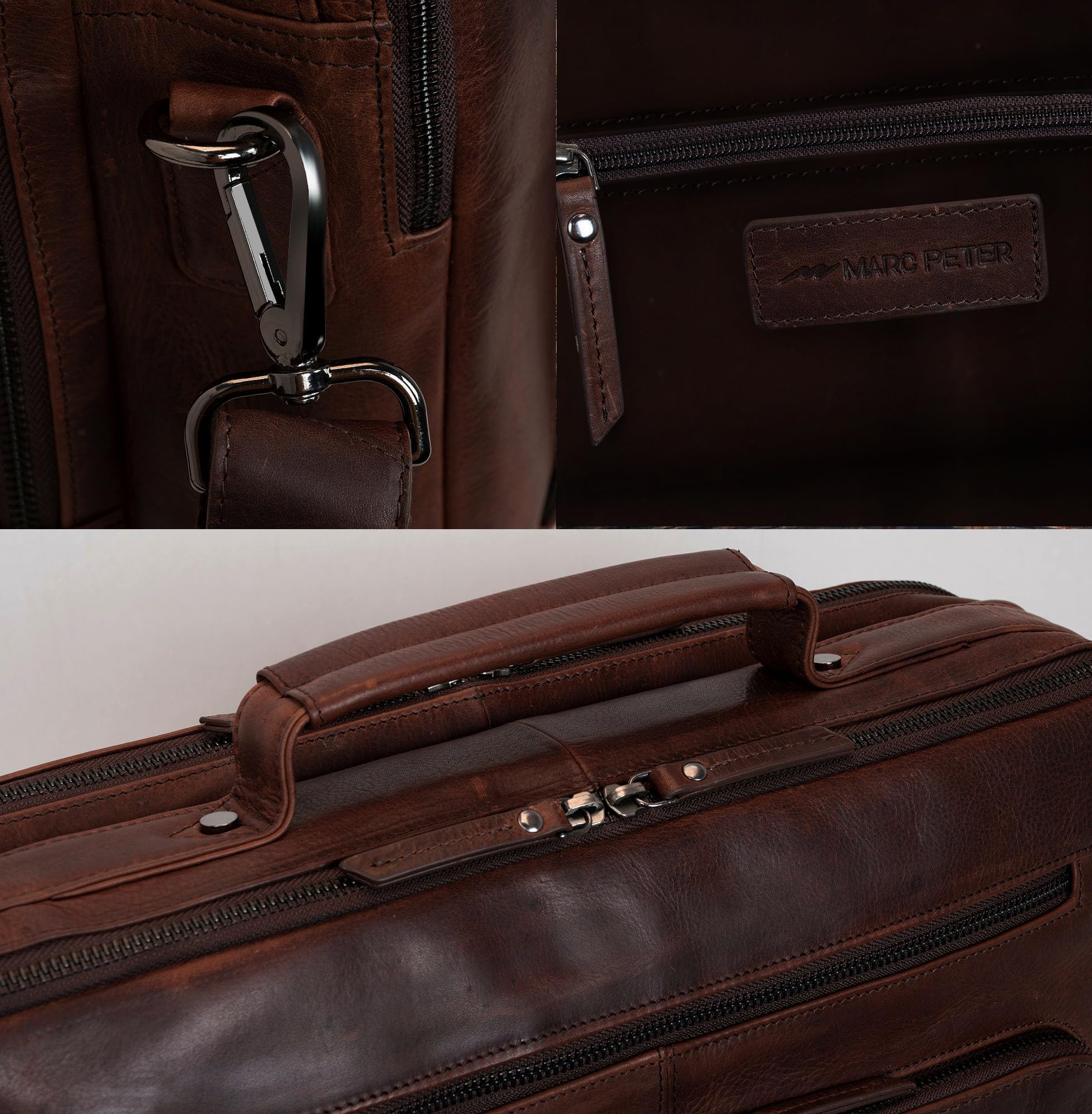 Marc Peter® Laptoptasche Auckland 15,6 Zoll Leder I Umhängetasche für Laptop I Aktentasche für Notebook I Tasche für Damen und Herren