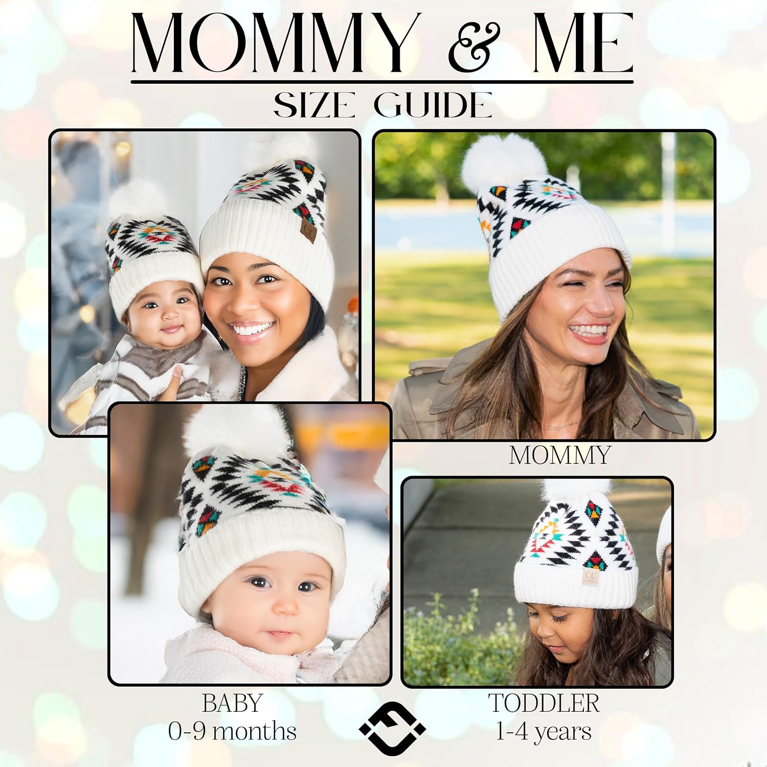 Funky Junque Mommy & Me Pom Beanies – Cozy Knit Women’s Beanie & Toddler Girl Winter Hat Set Ages 1–4, Great Set