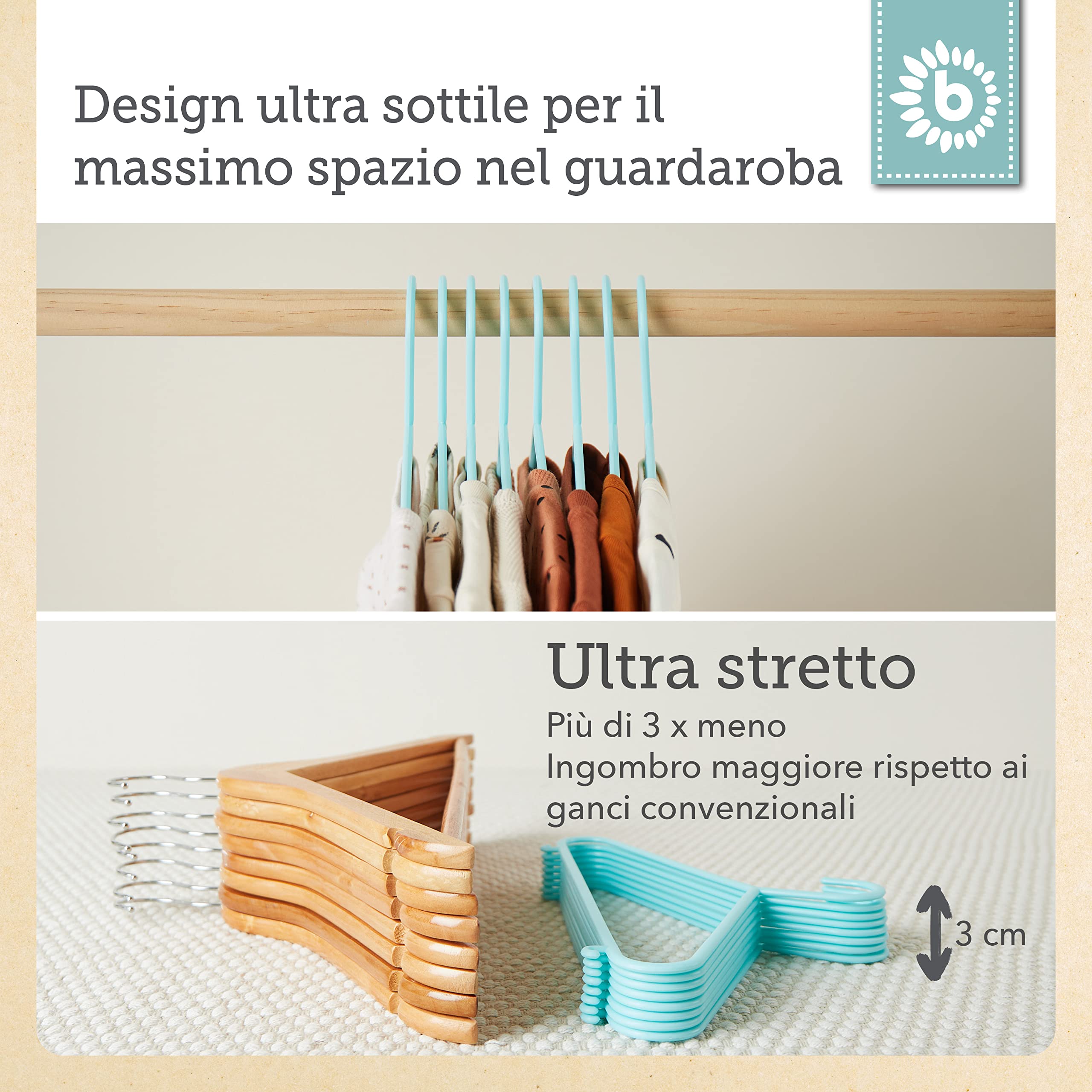 Bebé Bambino Hanger appendiabiti grucce di plastica per bambini 29,5 cm 16 pezzi turchese