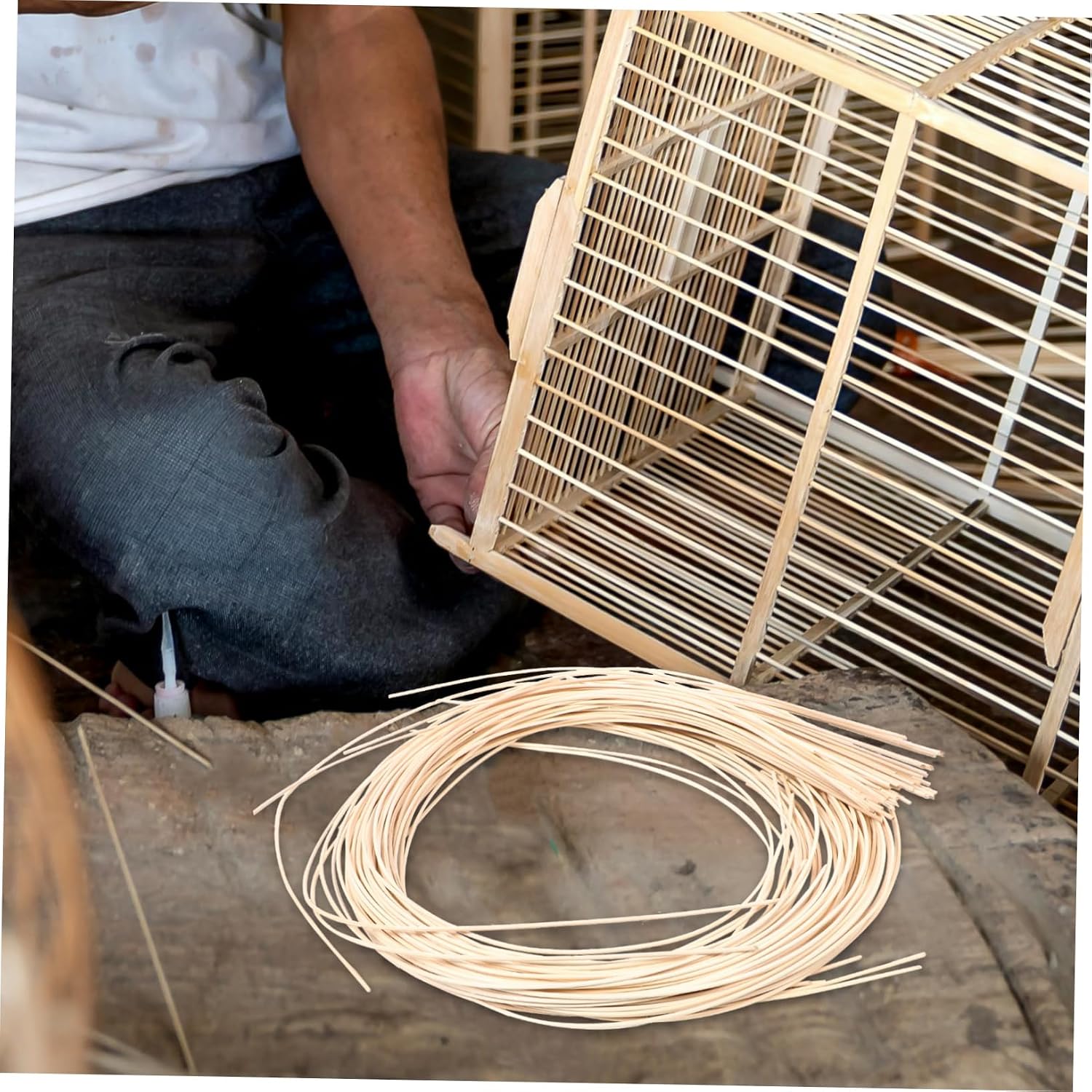 DIY Rattan Repair Material Roll for Chair Basket Weaving Beige