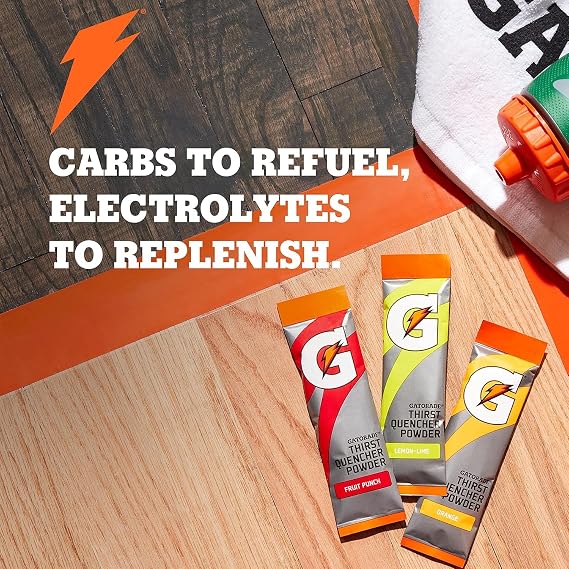 Gatorade Powder Variety Pack (Lemon-Lime, Orange, Fruit Punch, Riptide Rush), 21-Ounce Pouches (Pack of 32)