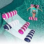 2-Pack Swimming Pool Float, Multi-Purpose Inflatable Pool Hammock (Saddle, Lounge Chair, Drifter), Water Hammock Lounge, (Navy Blue,Pink)