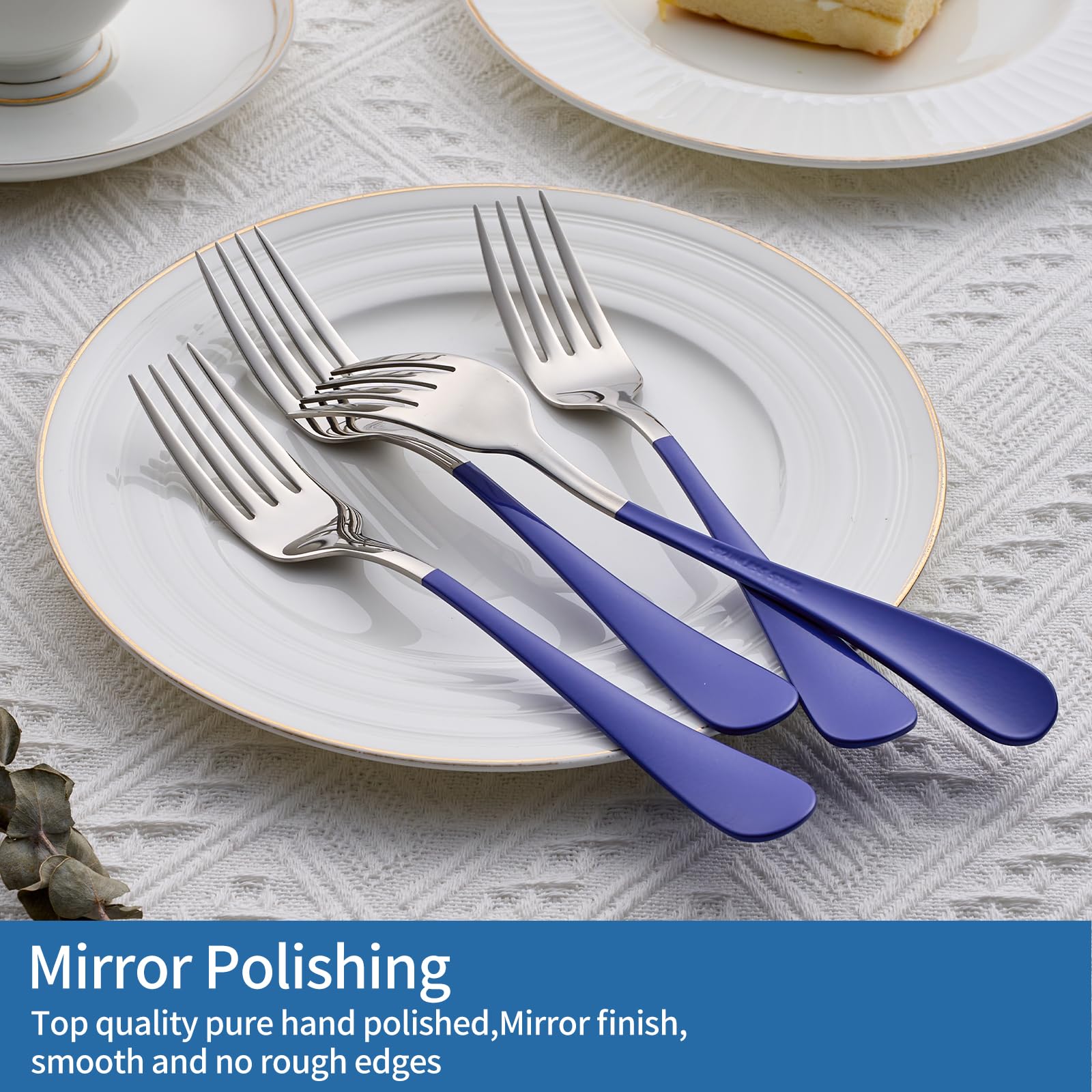 Dinner Forks,24 Pieces Blue 18/0 Stainless Steel Silverware Forks,Table Forks,Flatware Forks,8 Inches,Mirror Polish & Dishwasher Safe,Use for Home,Kitchen or Restaurant — Amazon image 3