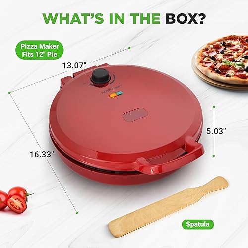 Miniatura 7 de NutriChef Máquina de pizza para encimera  Cocina eléctrica antiadherente de 1500 W  Haz pizzas personales de 12 pulgadas, huevos, tostadas y más