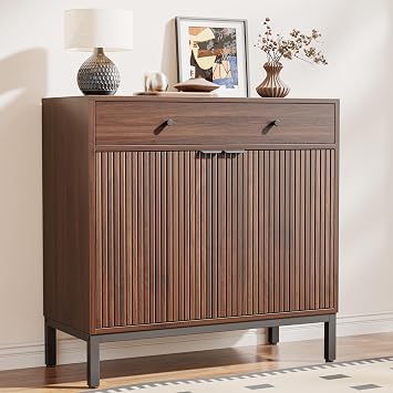 Mericonia Sideboard Buffet Cabinet Storage, Modern Console Fluted Credenza