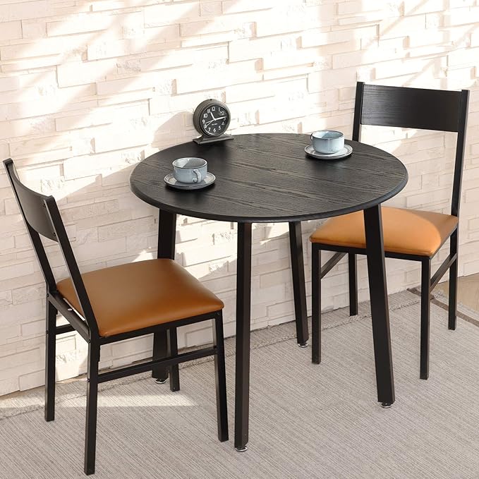 Amazon.com - HOMURY 3 Piece Dining Table Set with Cushioned Chairs ...