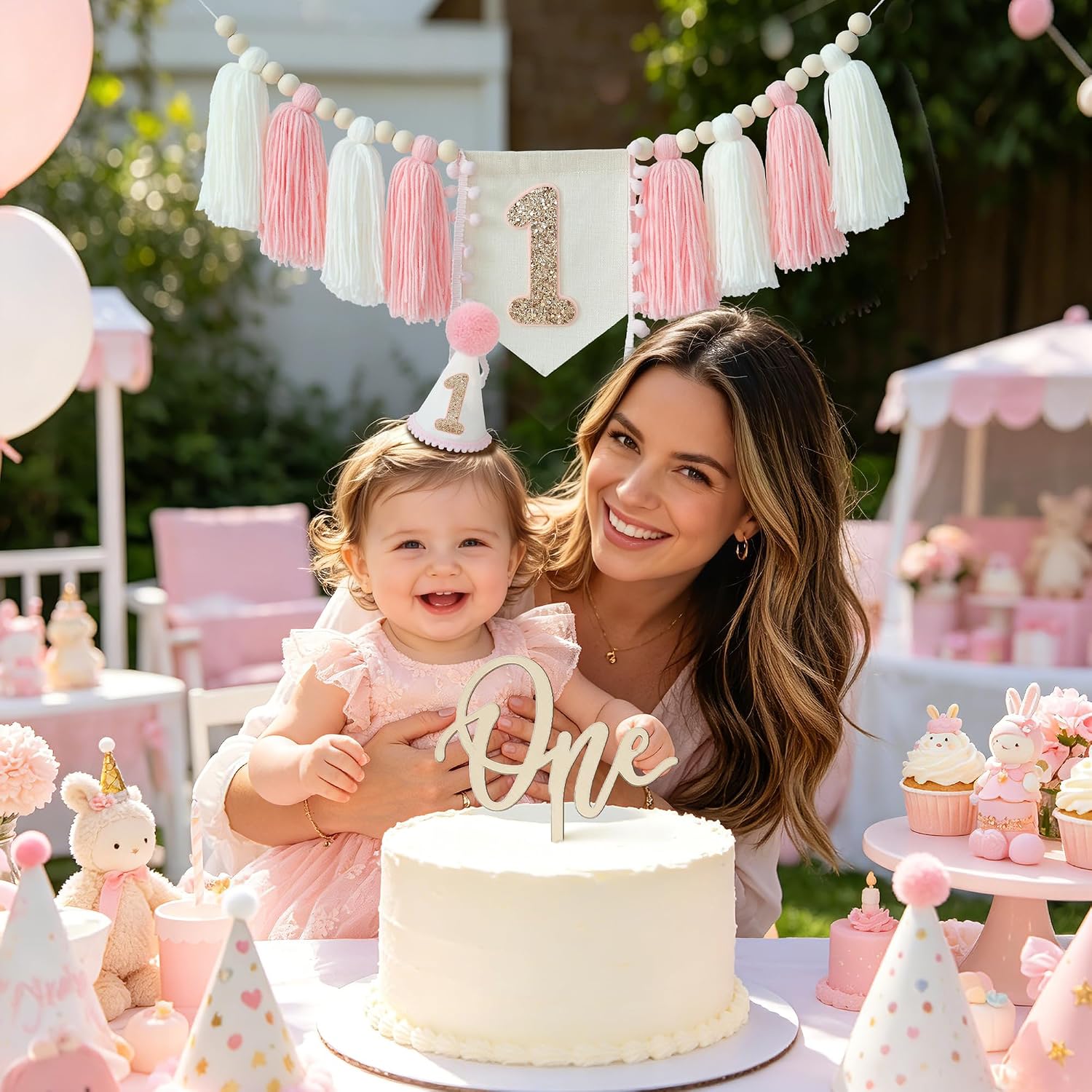1st Birthday Decorations Girl First High Chair Banner One Year Old