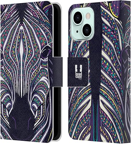 Miniatura 9 de Head Case Designs Pig Aztec Animal Faces 2 Leather Book Wallet Case Cover Compatible with Apple iPhone 13 Mini