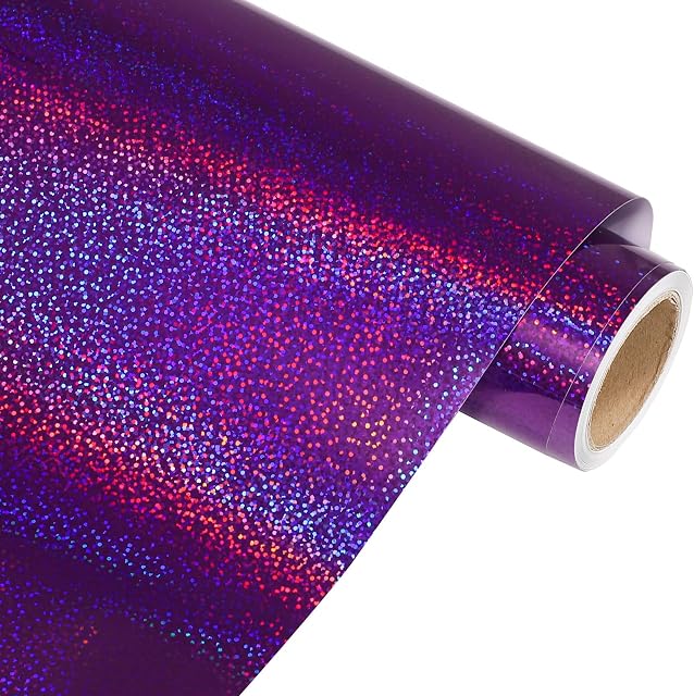 VINYL FROG Holographic Sparkle Adhesive Permanent Vinyl Purple Self Adhesive Vinyl 12'' x 6ft Glitter Craft Vinyl Roll for DIY Decor