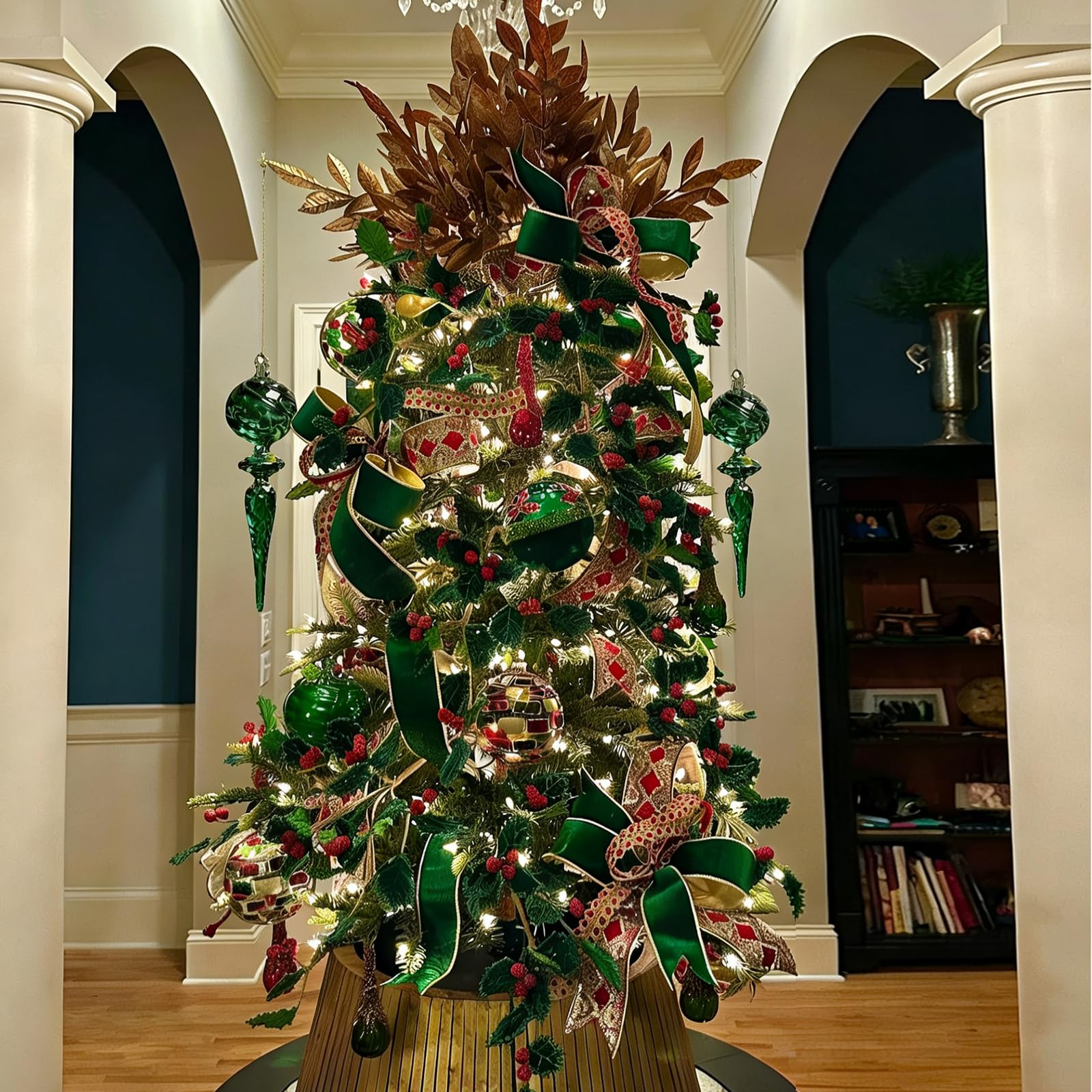 6 adornos colgantes de cristal soplado a mano de 6 pulgadas para árbol de Navidad, elegantes decoraciones navideñas de vidrio transparente para árbol, chimenea, fiesta, decoración de temporada hecha a