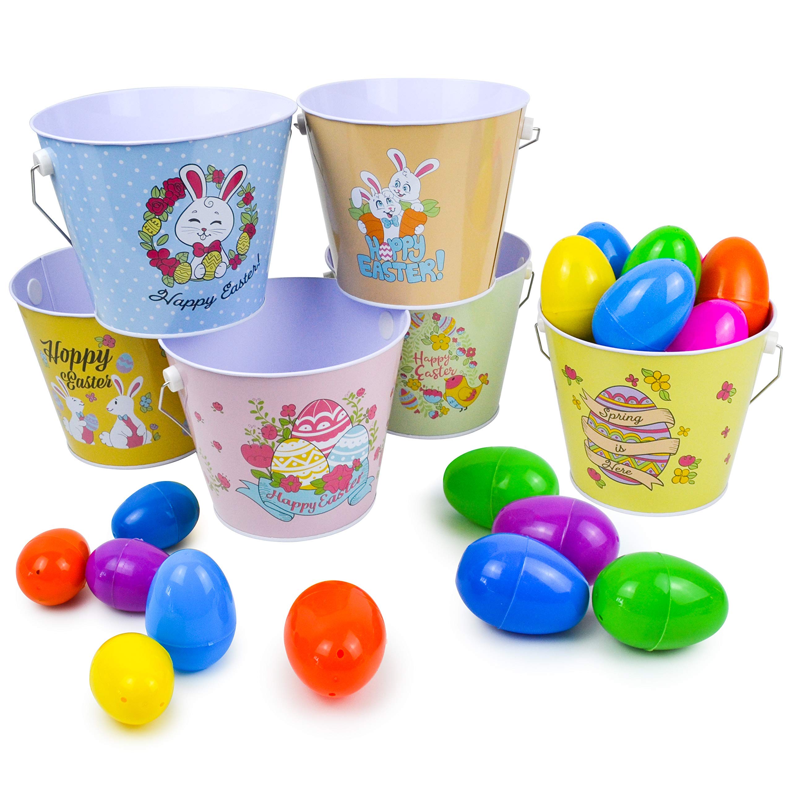 Buy JOYIN 6 Pcs Easter Metal Buckets Easter Bunny Pail Baskets for