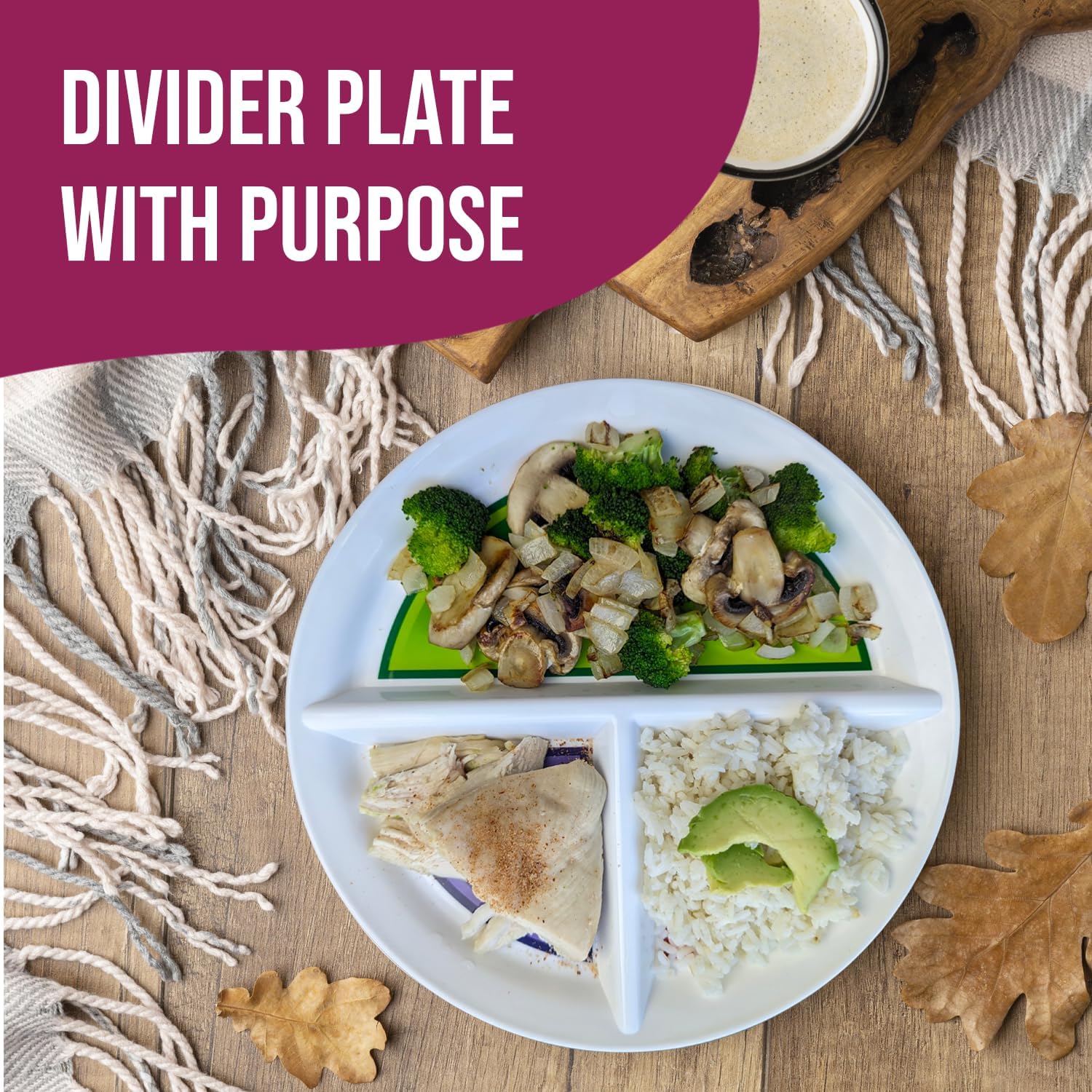 Health Beet 10” Diabetic Portion Control Plate for Balanced Eating -3 Divided Sections for Veggies Carbs & Protein - Microwave & Dishwasher Safe Bariatric Sectioned Plates for Adults & Kids - 1 Pack - Image 2