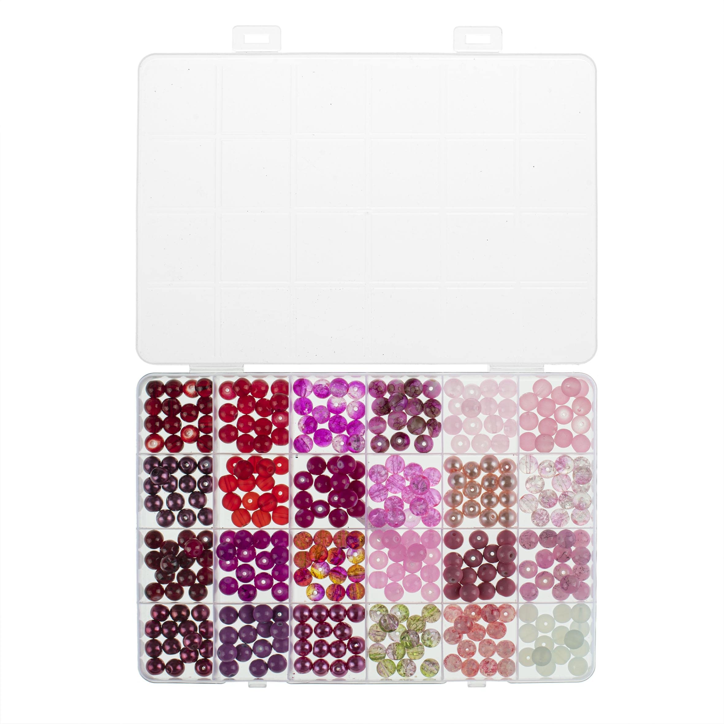 Image secondaire de Parure de Bijoux en Perles de Verre Rouge et Rose - Boîte de Rangement Inclus