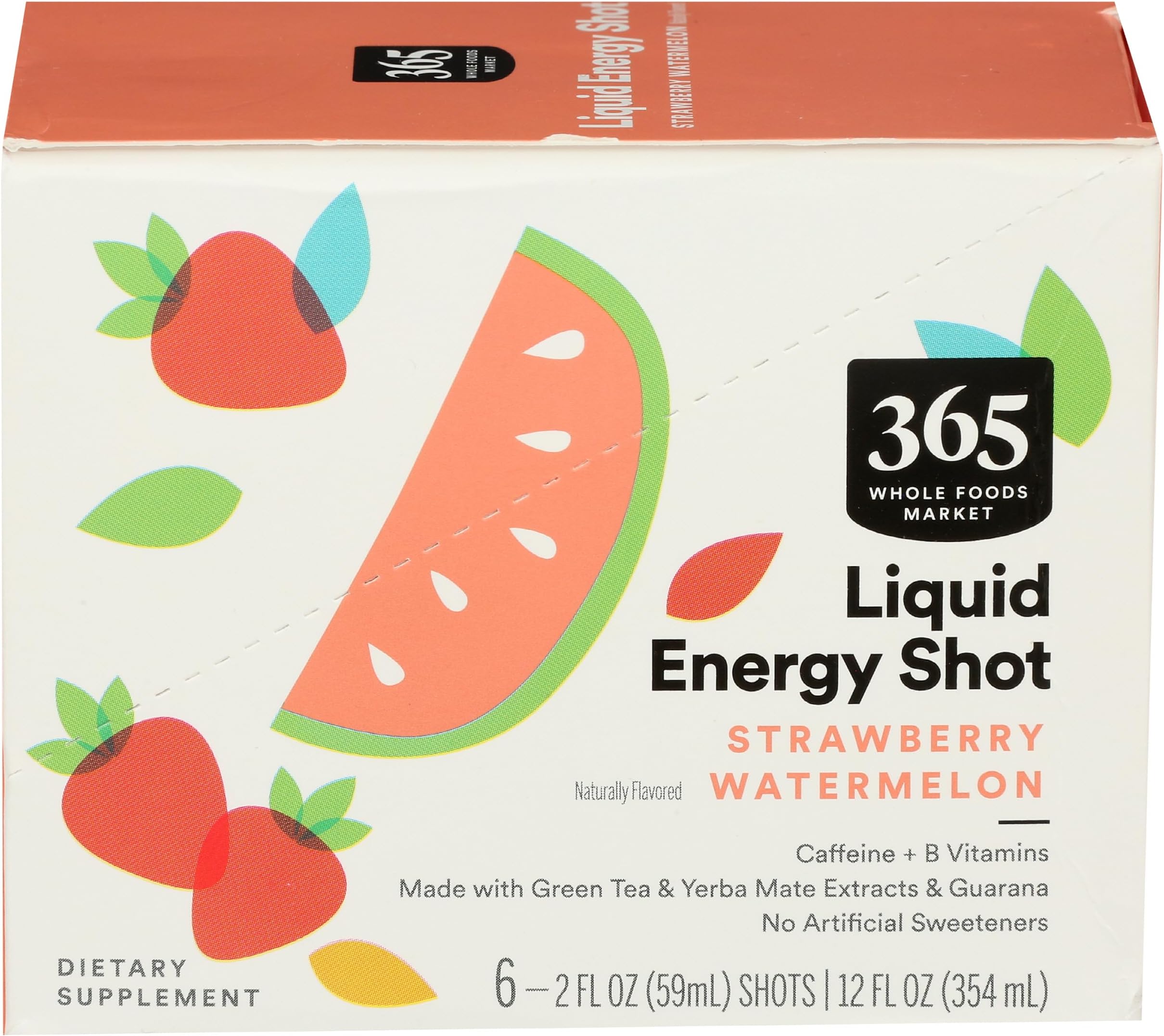 - 365 by Whole Foods Market, Energy Shot, Strawberry Watermelon, 2 Fl Oz, 6 Pack
