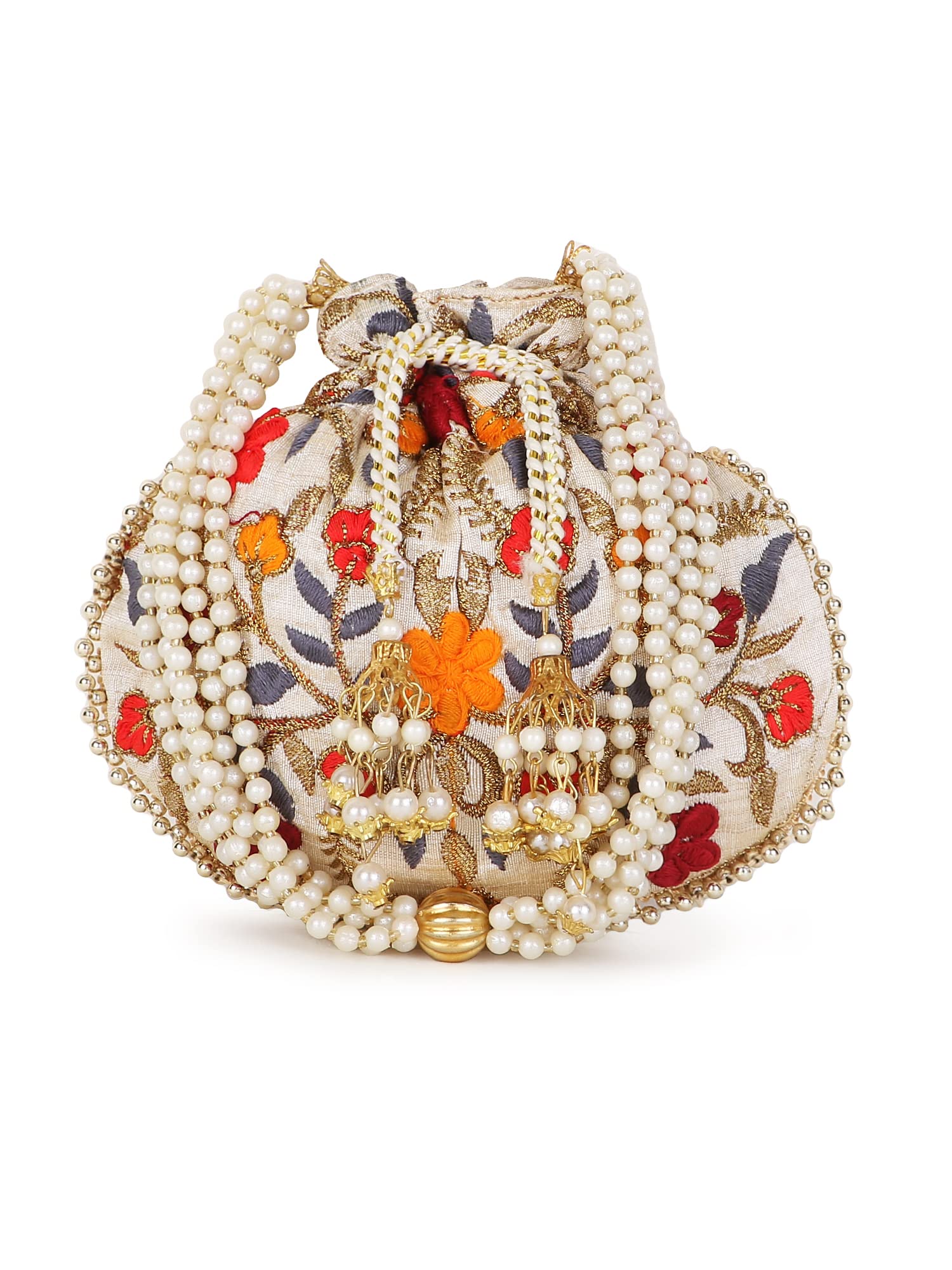 Dangle Cream & Multi Faux Silk Potli ADCL1132A-image-47