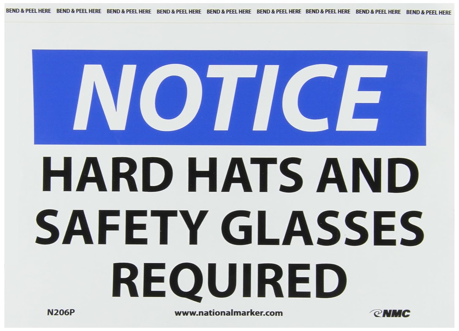 Limited Discount NMC N206P NOTICE - HARD HATS AND SAFETY GLASSES REQUIRED Sign – 10 in. x 7 in. - PS Vinyl Notice Signage with Black/White Text on Blue/White Base Cheapest 🛒 NMC N206P NOTICE - HARD HATS AND SAFETY GLASSES REQUIRED Sign – 10 in. x 7 in. - PS Vinyl Notice Signage with Black/White Text on Blue/White Base
