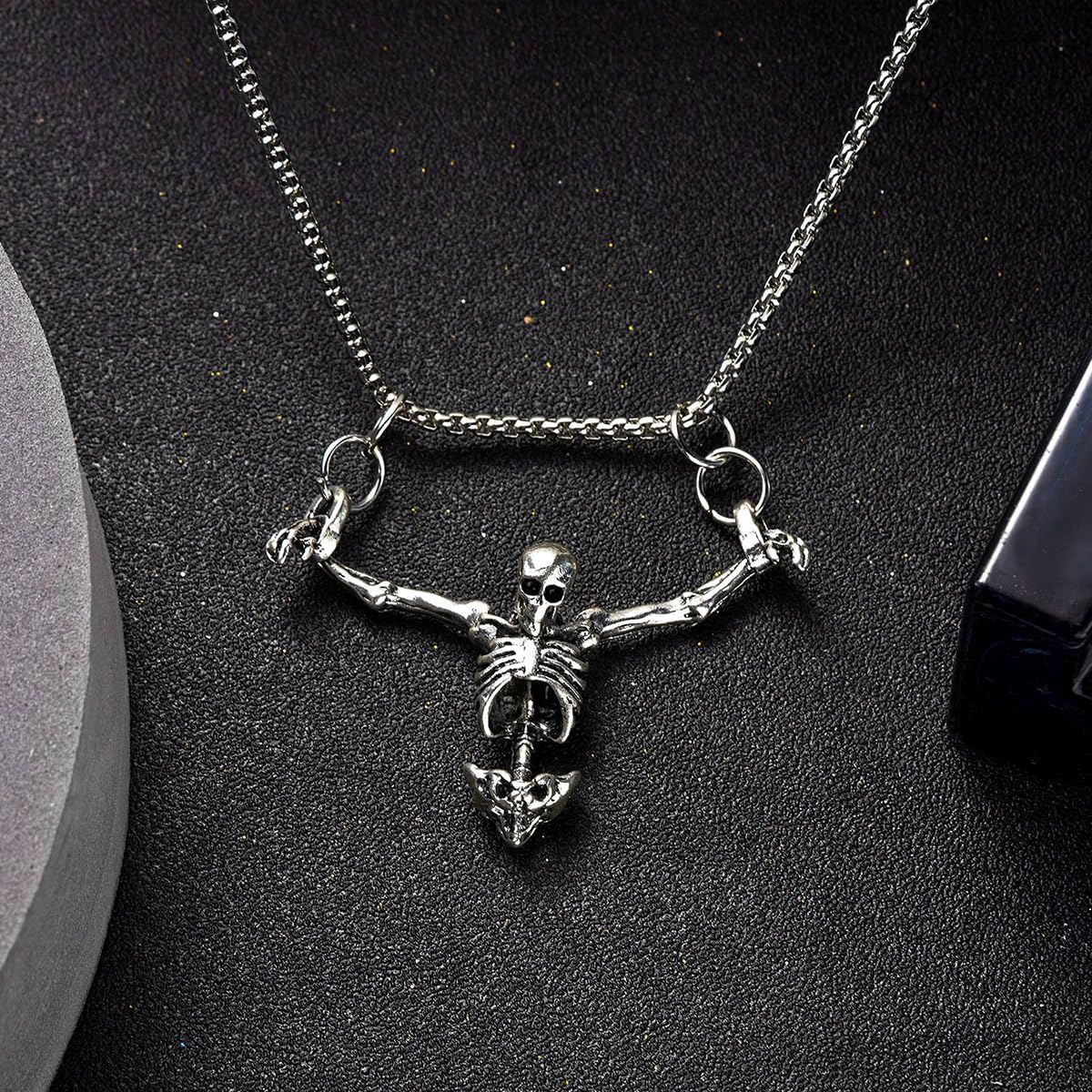 Punk Skeleton Skull Necklace for Men Women Vintage Captivity Skull Pendent Necklace Gothic Halloween Necklace Personalized Hip Hop Rock Biker Necklace Christmas Halloween Birthday Party Costume Jewelry - Image 7