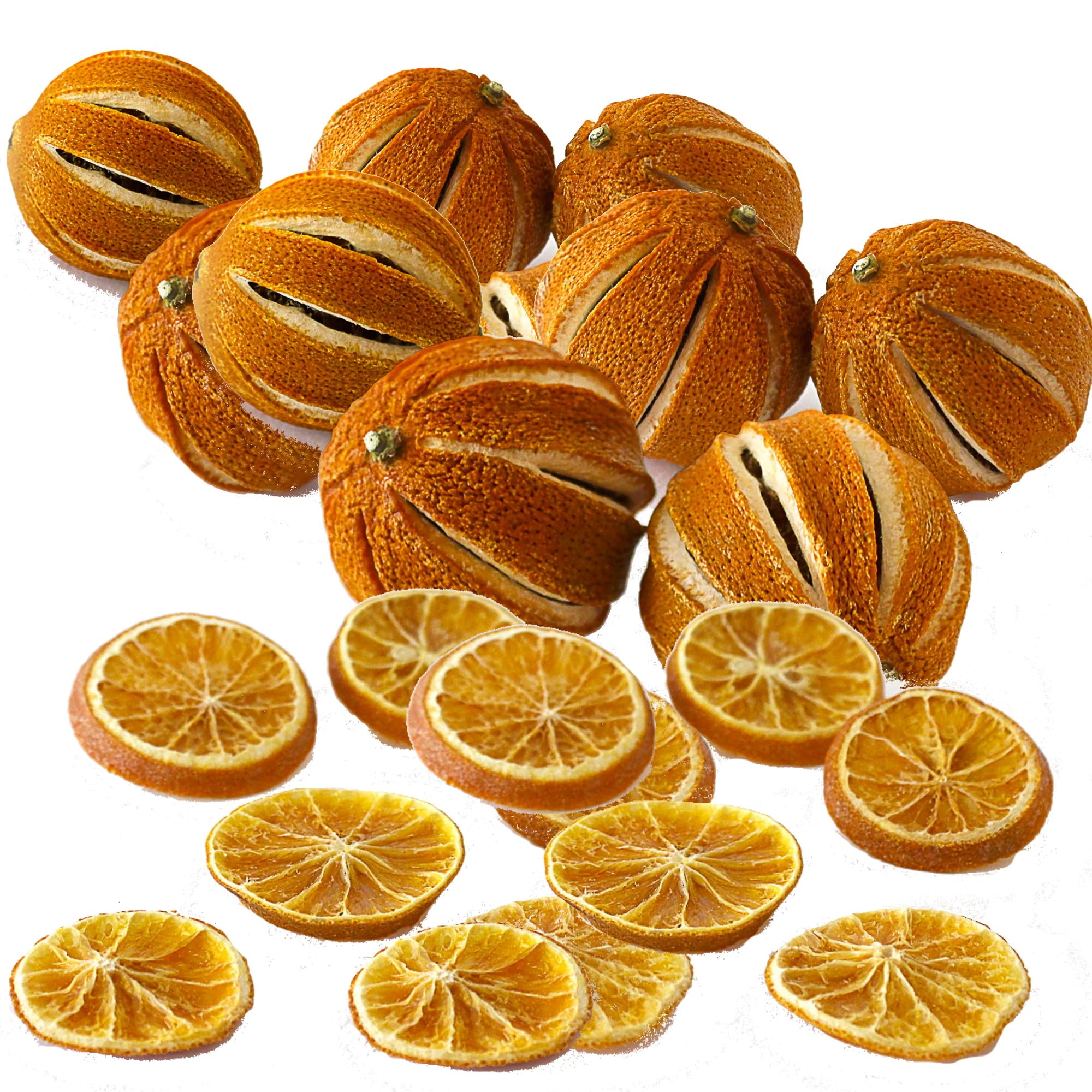 Rainbow Eco Play Dried Fruit for Crafting, Christmas Decorations, Wreath Crafts, Whole Dried Oranges (250g) approx. 15 and Orange Slices (250g) approx. 75
