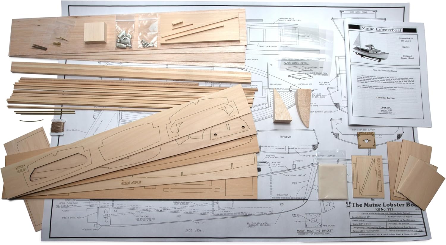 Midwest Maine Lobster Boat 1:16 Wooden Model Ship Kit – Now Manufactured by Model Shipways - Classic New England Working Boat – Wooden Boat Model Kit for Adults - Advanced Level