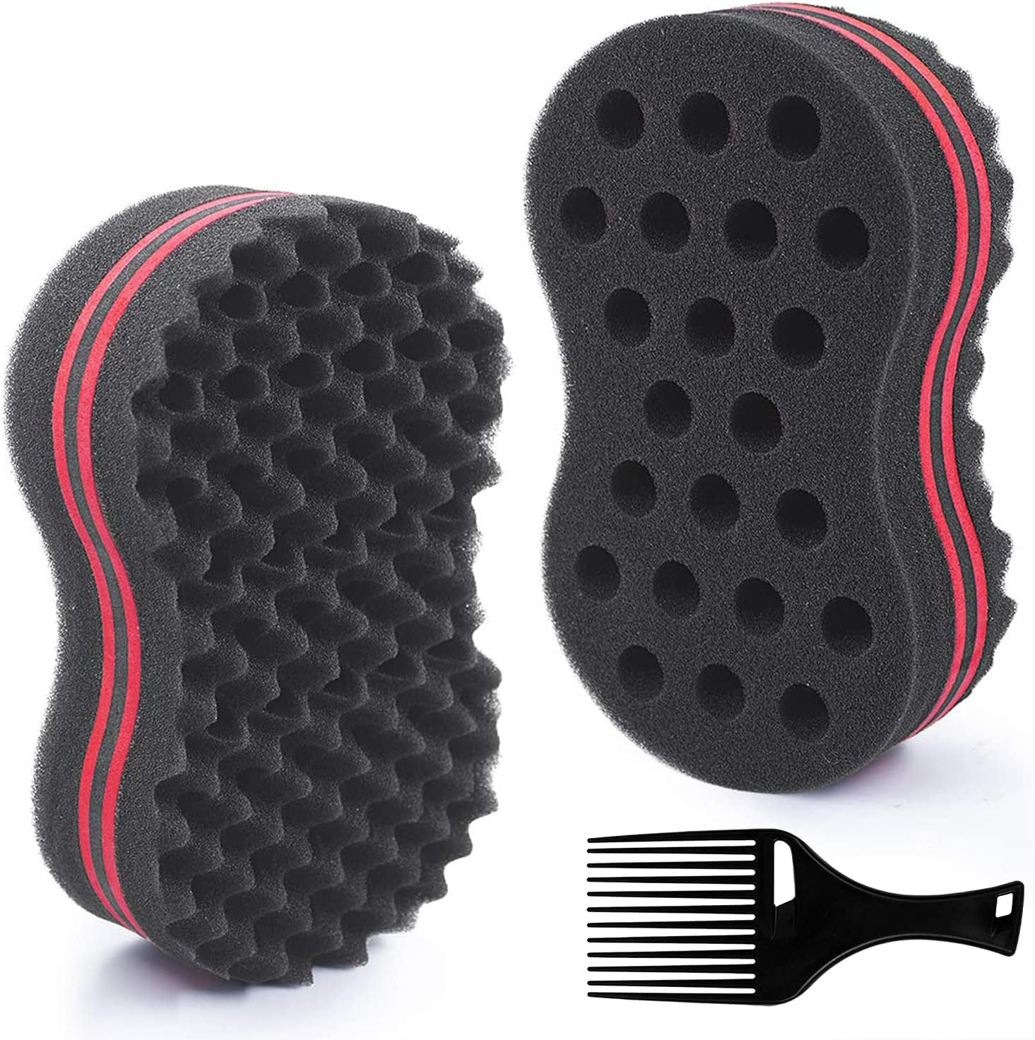 HALLO Big Holes & Big Size Barber Hair Brush Sponge Dreads Locking Twist Afro Curl Coil Wave Hair Care Tool(1 Pack)