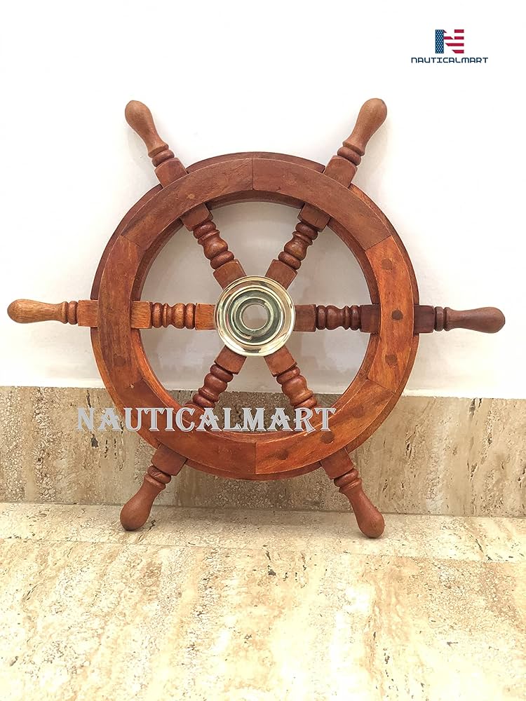 Amazon.com: Nautical Captain's Steering 手工木製船輪12 英吋