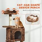 PawHut Cat Tree, 63 Inch Multi-Level Large Cat Tower with Sisal Scratching Posts, Condos, Plush Perches, Hammock, Ladder, Dangling Balls, for Indoor Kittens, Leopard Print