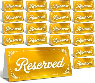 Gold Reserved Table Signs For Wedding - 18 Reserved Seating Signs, Double Sided Table Reserve Sign For Wedding, Paper Tent Card For Reception And Ceremony, Restaurants, Event