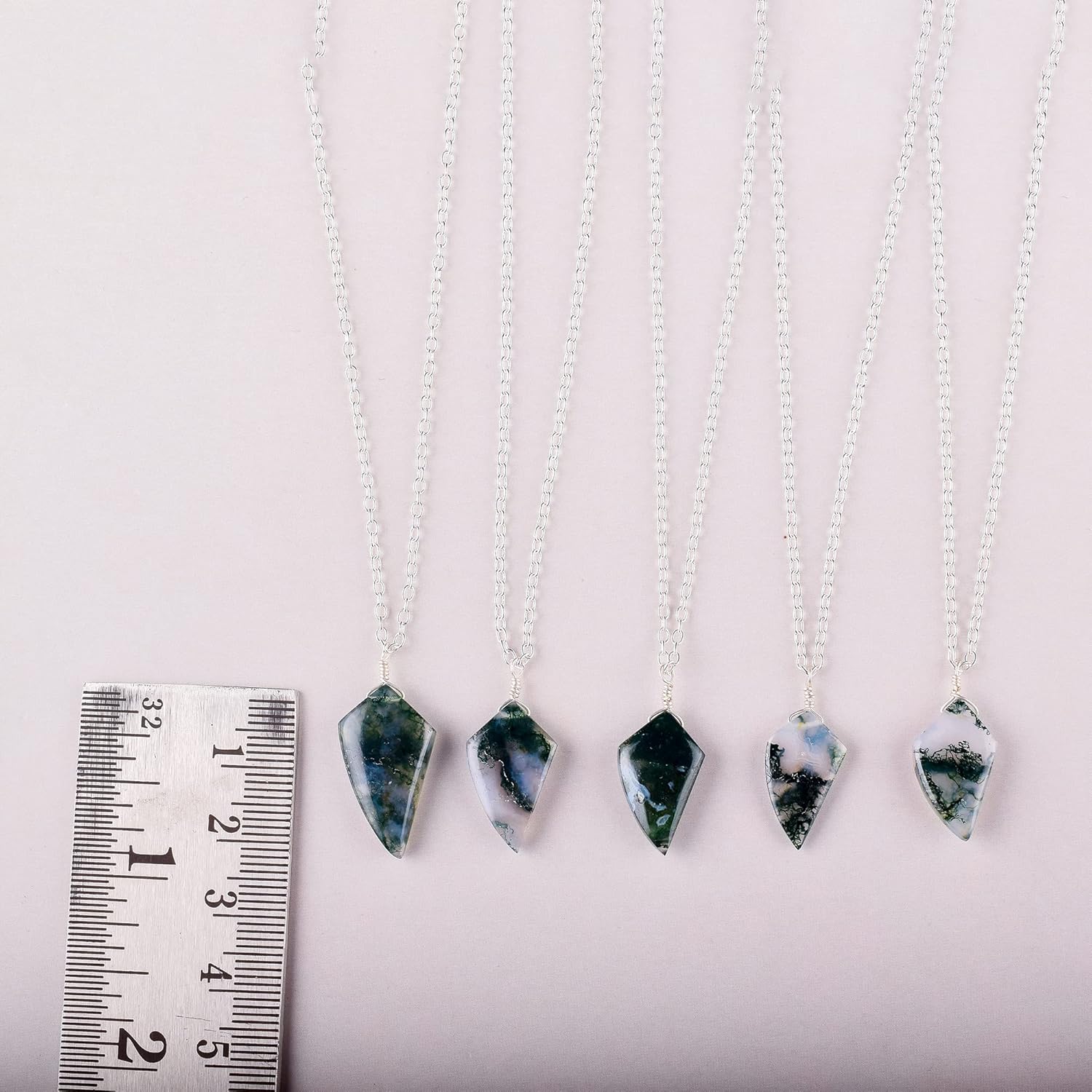 Natural Moss Agate Crystals Pendant Necklace, Fancy Kite Cabochon Gemstone, Energy Healing Crystals, Birthday, Gift for Her, Gemstone Jewelry 18 inch AAA+ Quality (Moss Agate D) - Image 7
