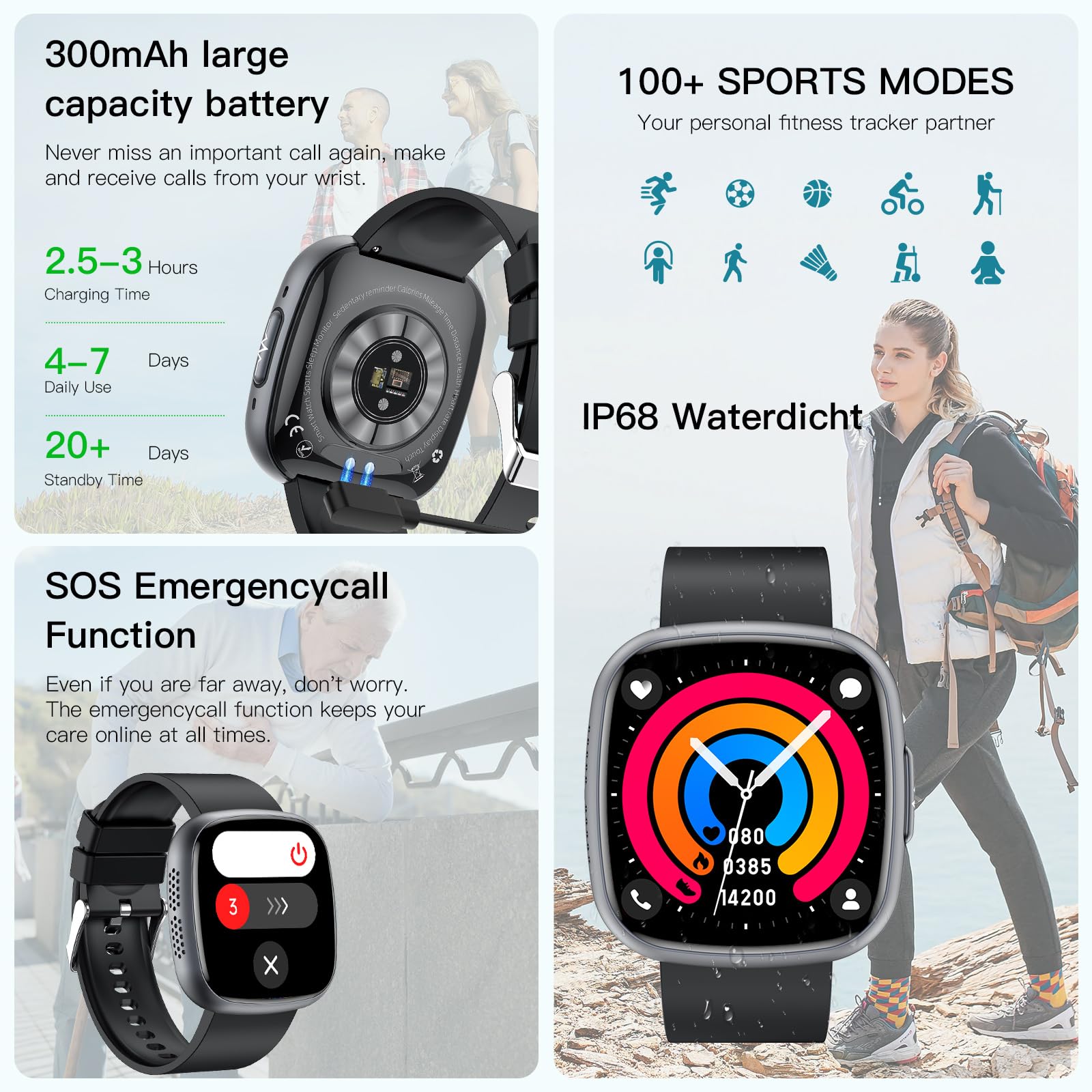 LIGE Smartwatch Uomo con Chiamate e Assistente Vocale, 1.39'' Orologio Fitness Smartwatch Uomo